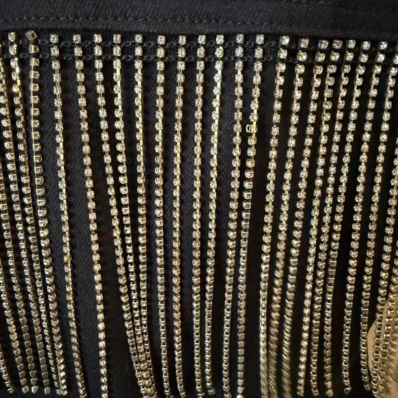 Scully Black Denim Jacket with Rhinestone Fringe - Picture 3 of 7